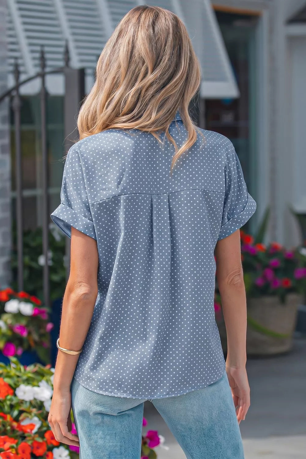 Dotted Print Cuffed Short Sleeve Shirt product image 2