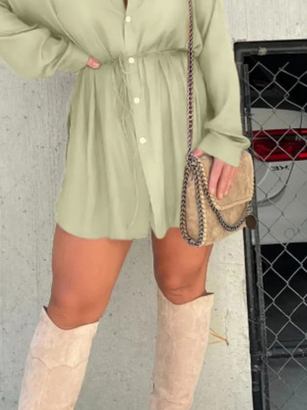 Full Size Button-Down Mini Shirt Dress product image 5