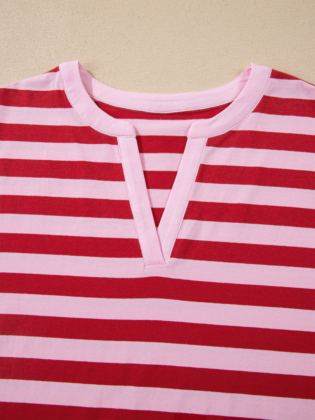 Stripe Split V Neck Casual T Shirt product image 5