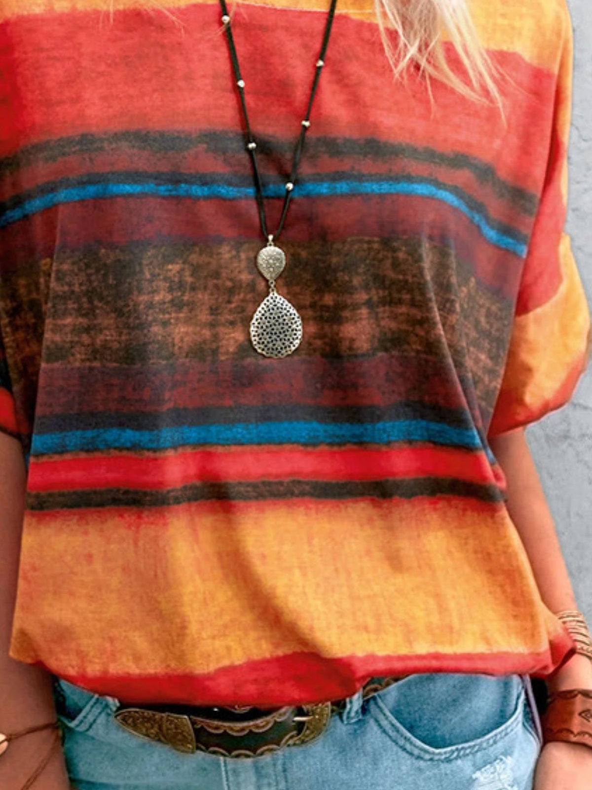 Contrast Round Neck Casual T-Shirt product image 18