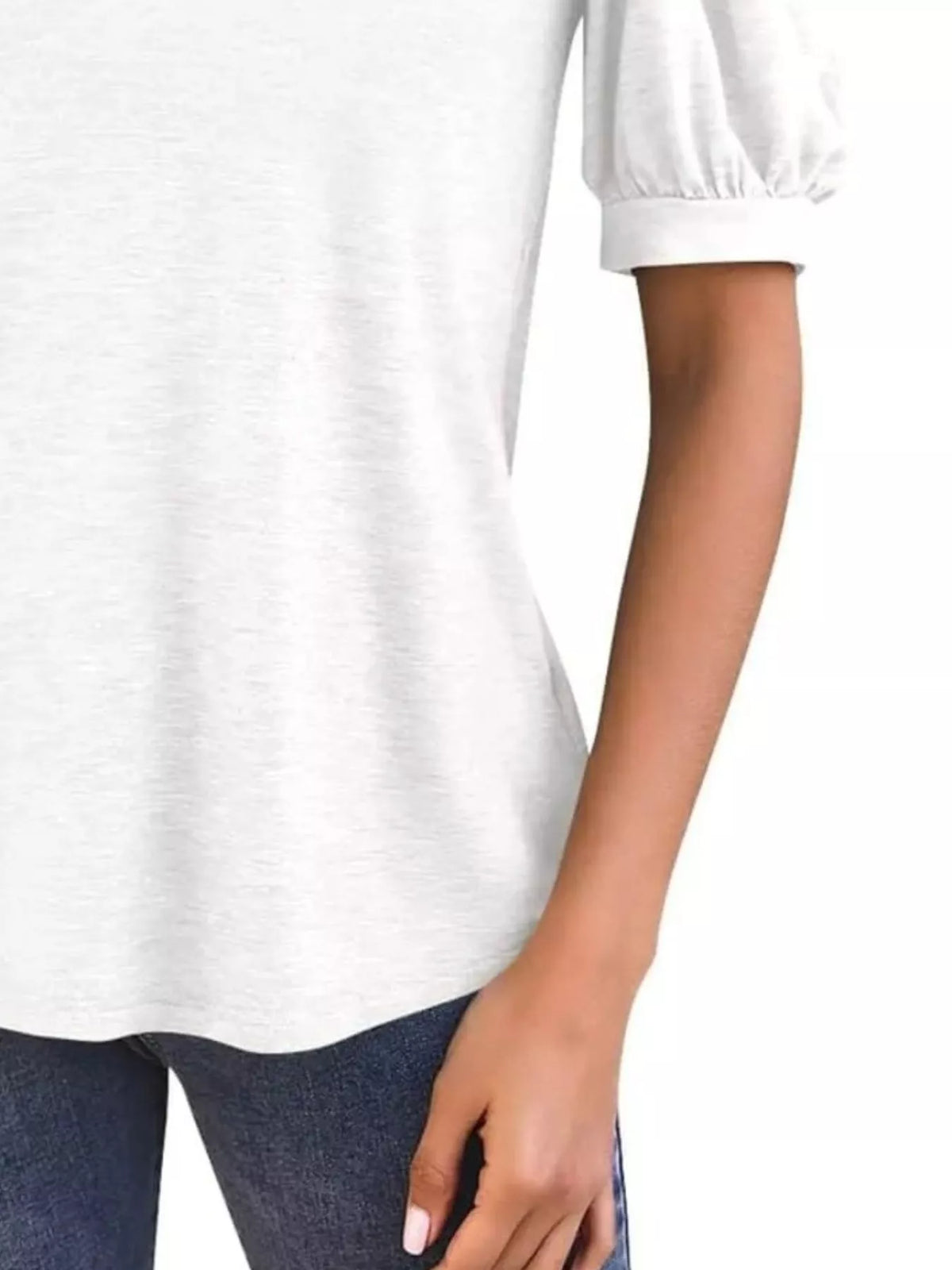 Puff Sleeve Notched Casual T-Shirt product image 23