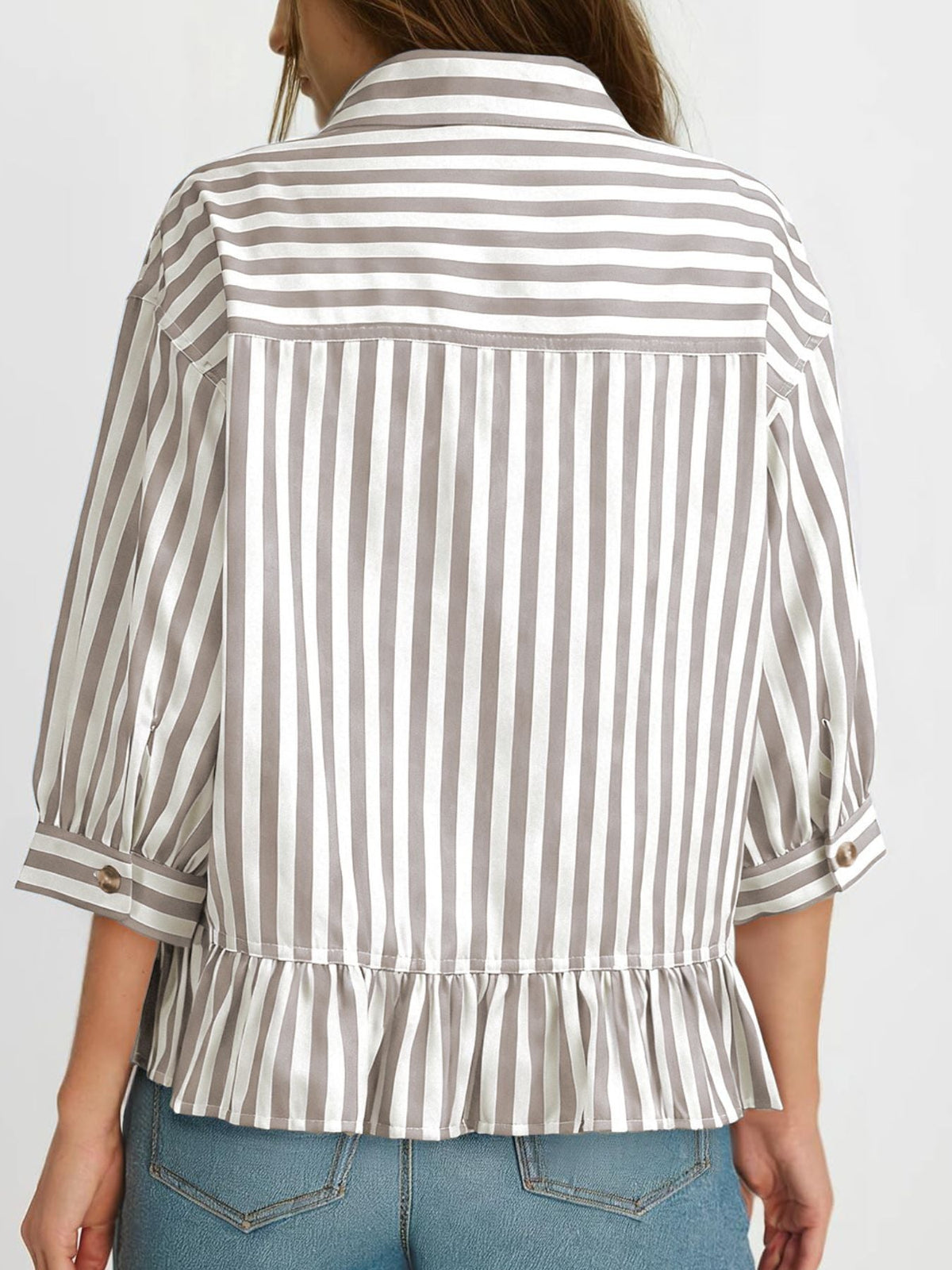 Striped Ruffle Hem Button-Down Shirt product image 20