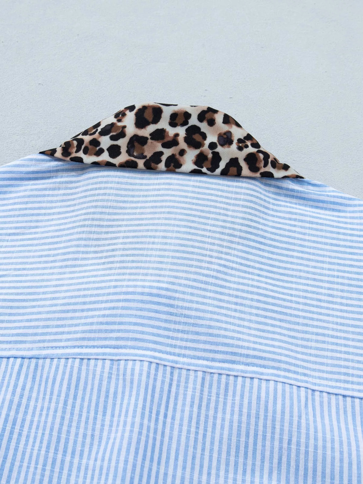 Stripe Leopard Contrast Collar Short Sleeve Shirt product image 8