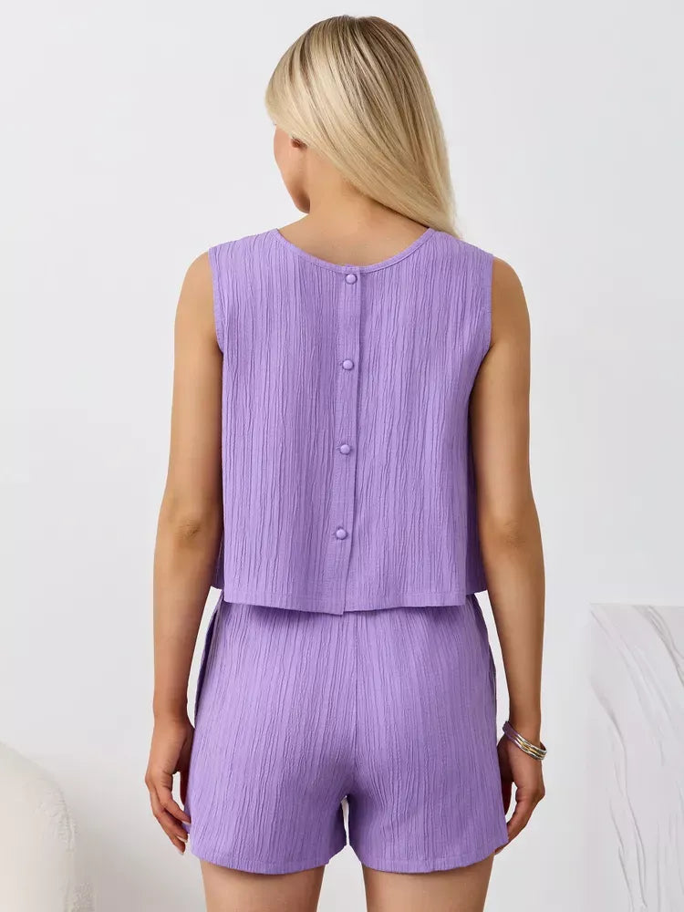 Textured Round Neck Tank and Shorts Set product image 36