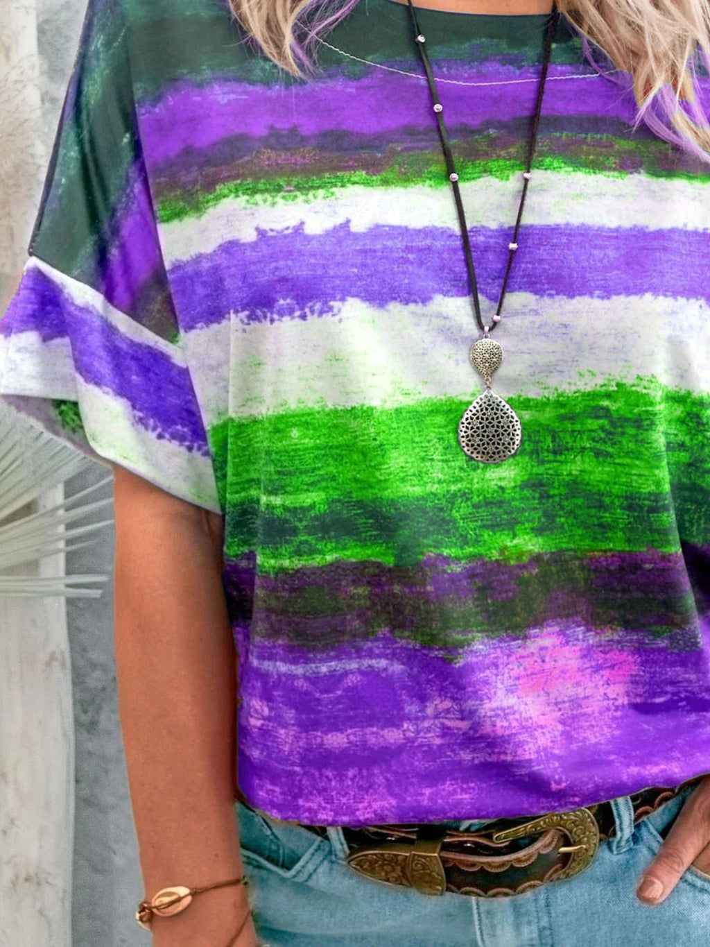 Contrast Round Neck Casual T-Shirt product image 14