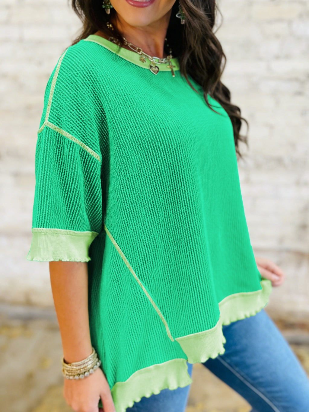 Loose Uneven Hem Twist Ribbed T Shirt product image 3