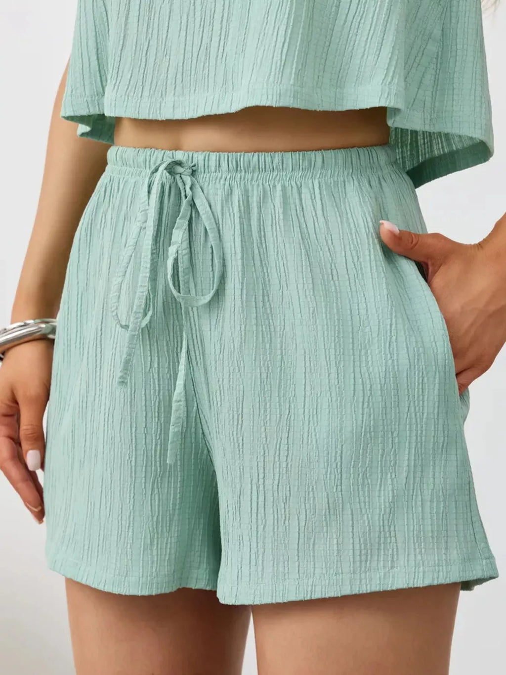 Textured Round Neck Tank and Shorts Set product image 30