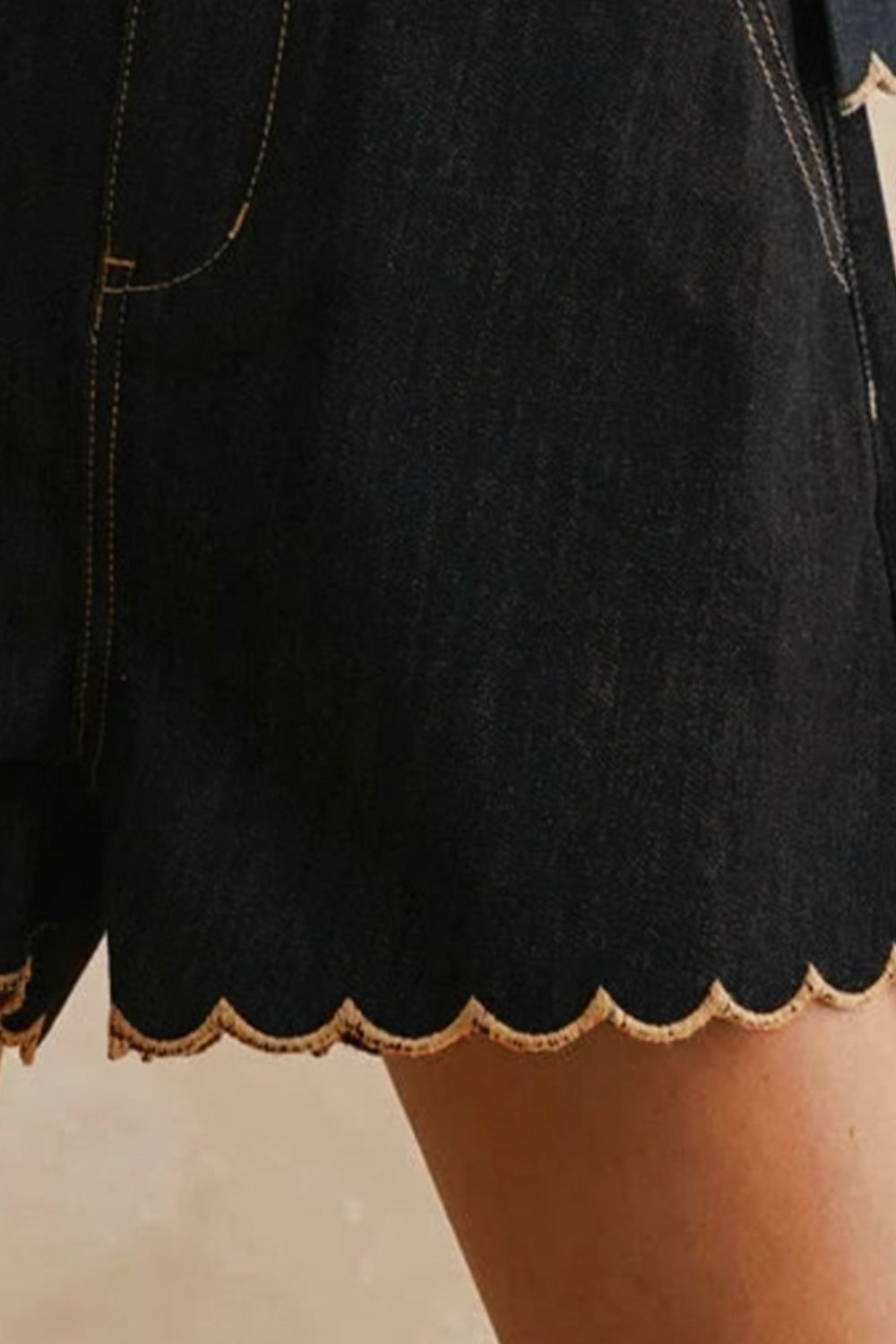 Scalloped Hem Denim Shorts product image 6