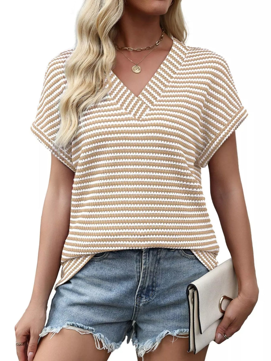 Striped V-Neck Relaxed Fit T-Shirt product image 2
