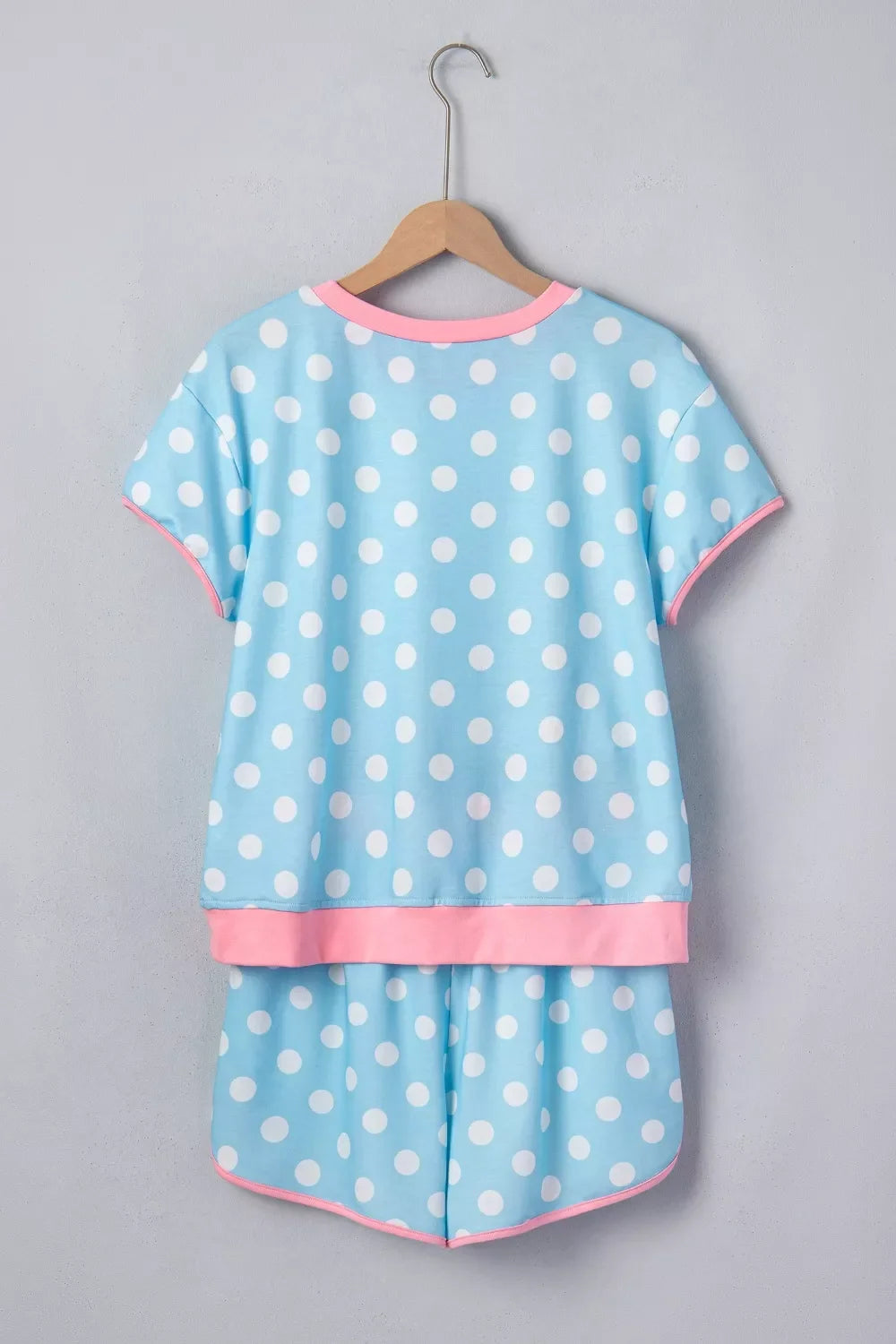 Polka Dot Contrast Trim Top and Drawstring Shorts Set product image 3