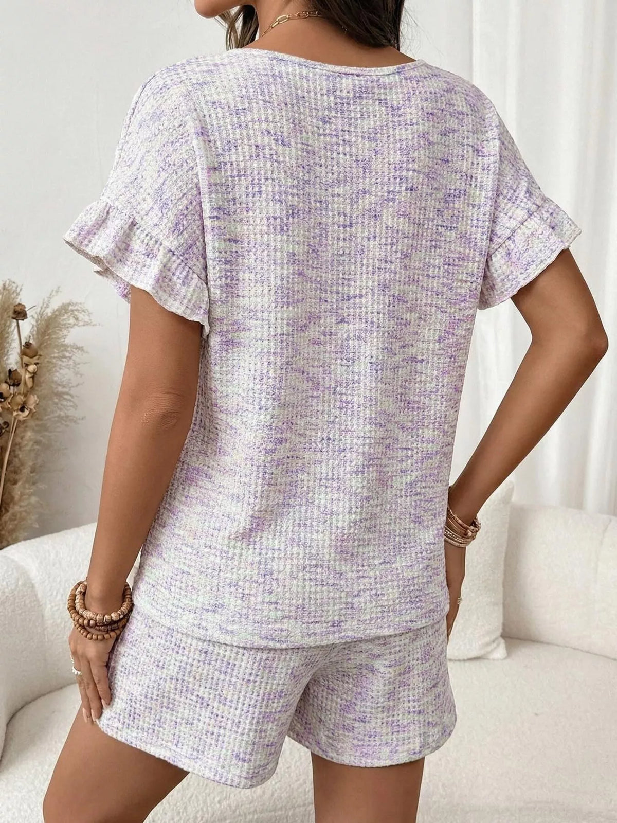 Ruffle Sleeve Textured Top and Shorts Set product image 28