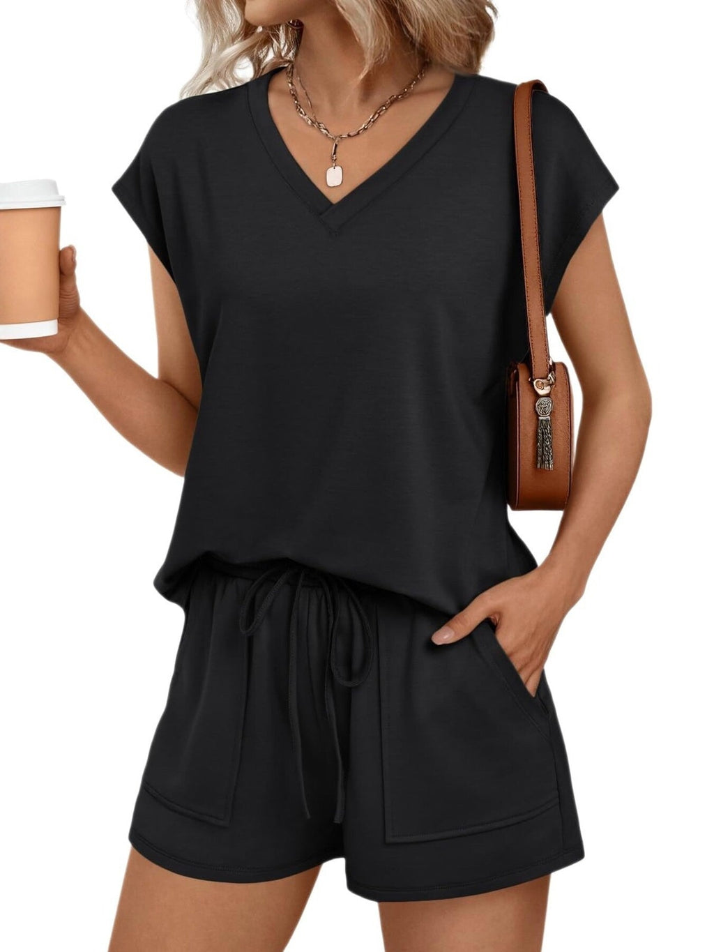 Casual V-Neck T-Shirt and Shorts Set product image 9