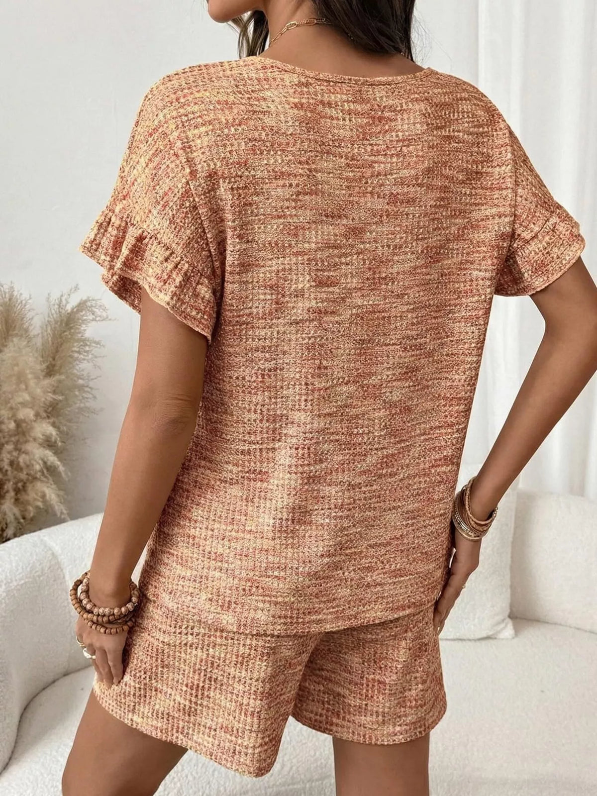 Ruffle Sleeve Textured Top and Shorts Set product image 22