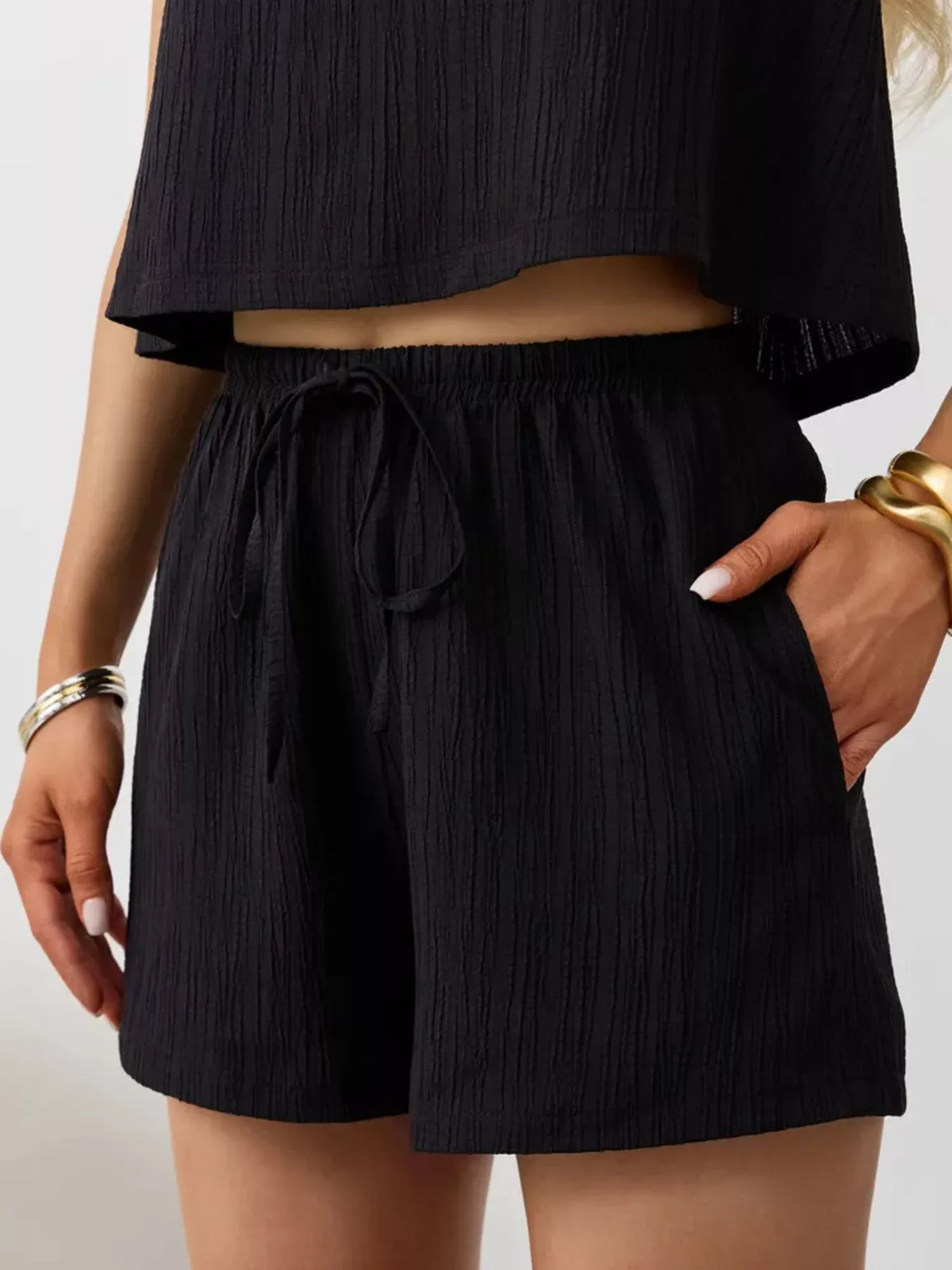 Textured Round Neck Tank and Shorts Set product image 18
