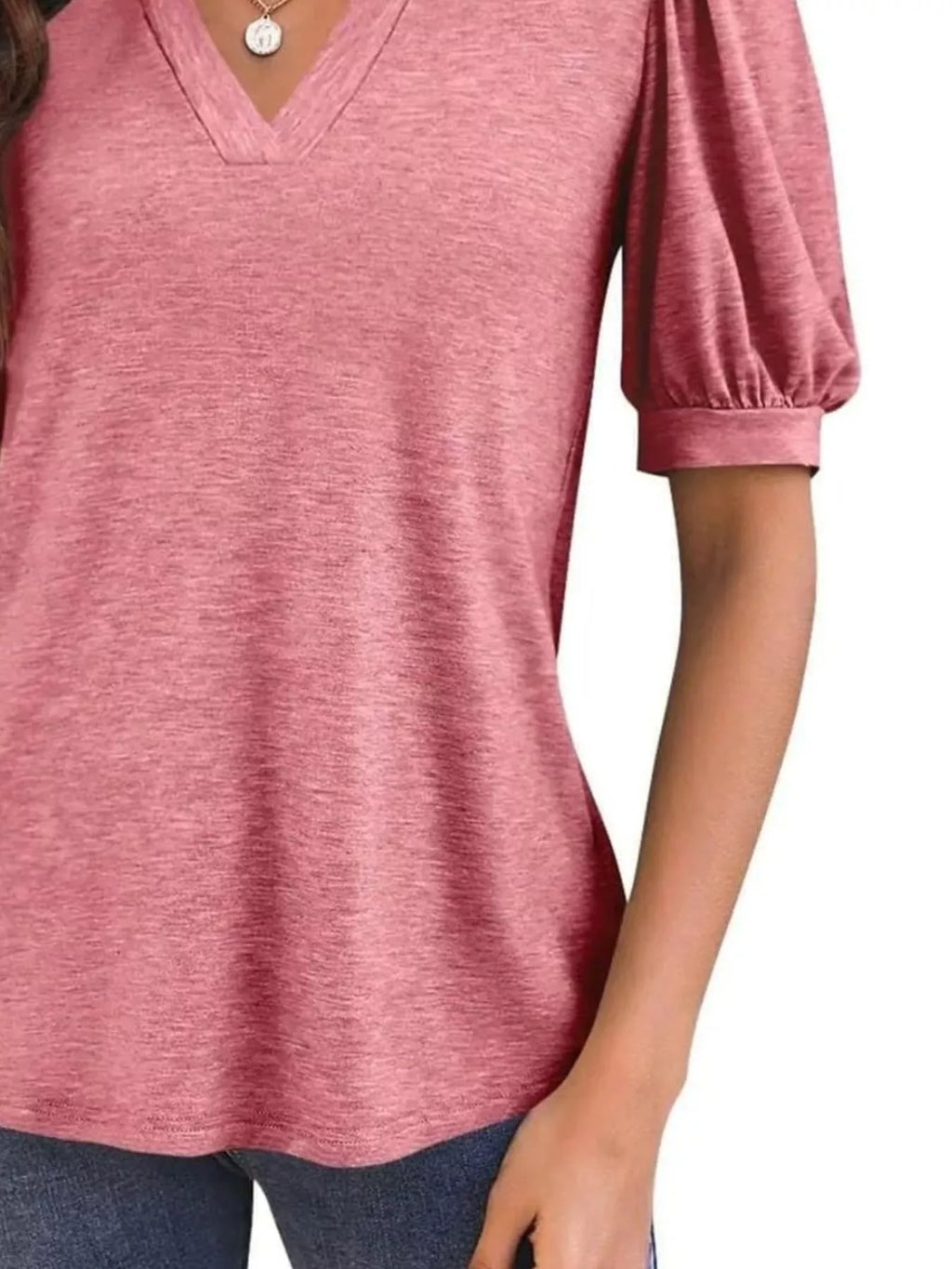 Puff Sleeve Notched Casual T-Shirt product image 18