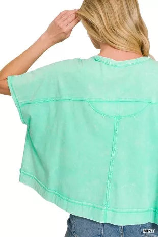 Acid Washed Round Neck Short Sleeve Oversized T-Shirt product image 2