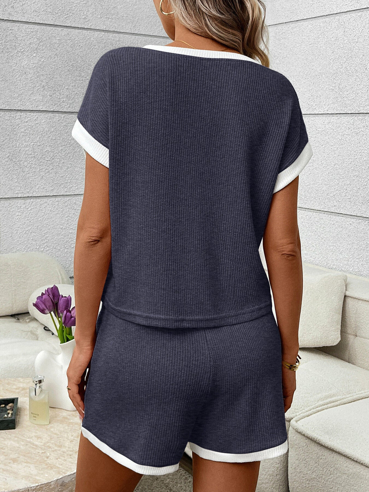 Contrast Trim Short Sleeve Top and Shorts Set product image 22