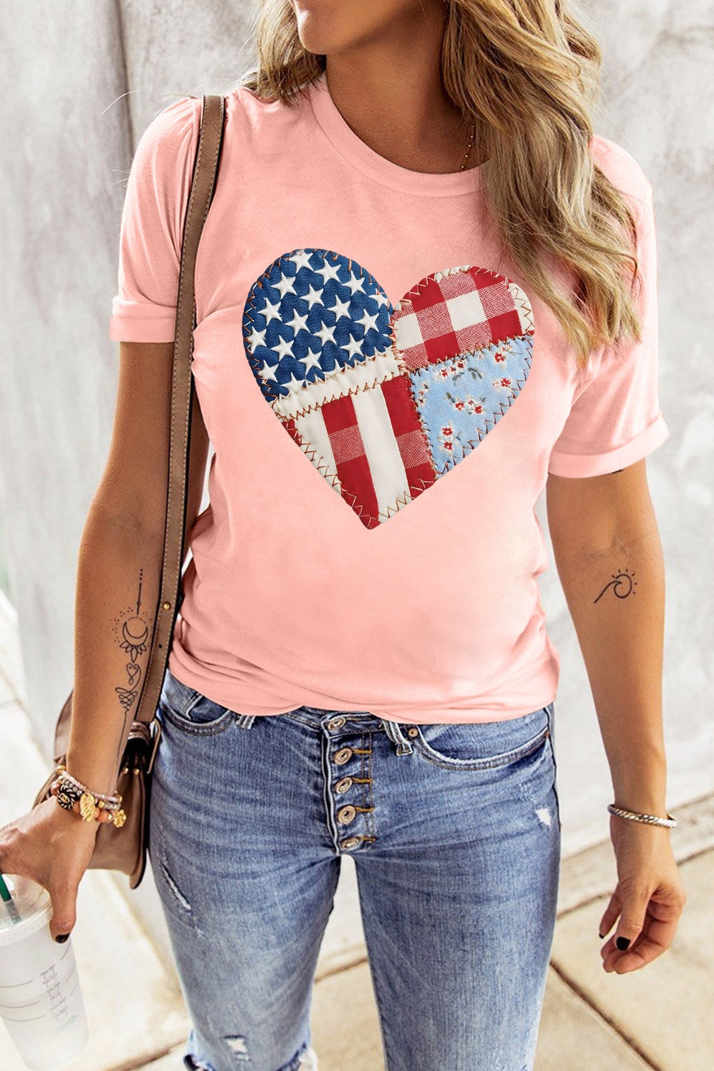 Patriotic Heart Round Neck Tee product image 5