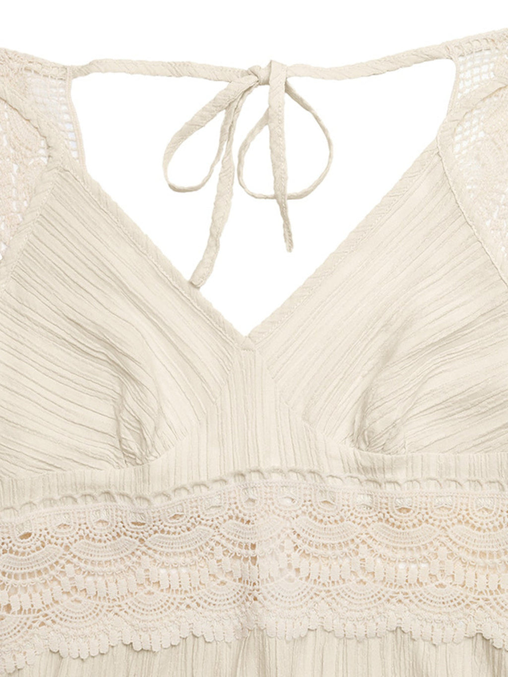 Lace Trim V-Neck Maxi Dress
