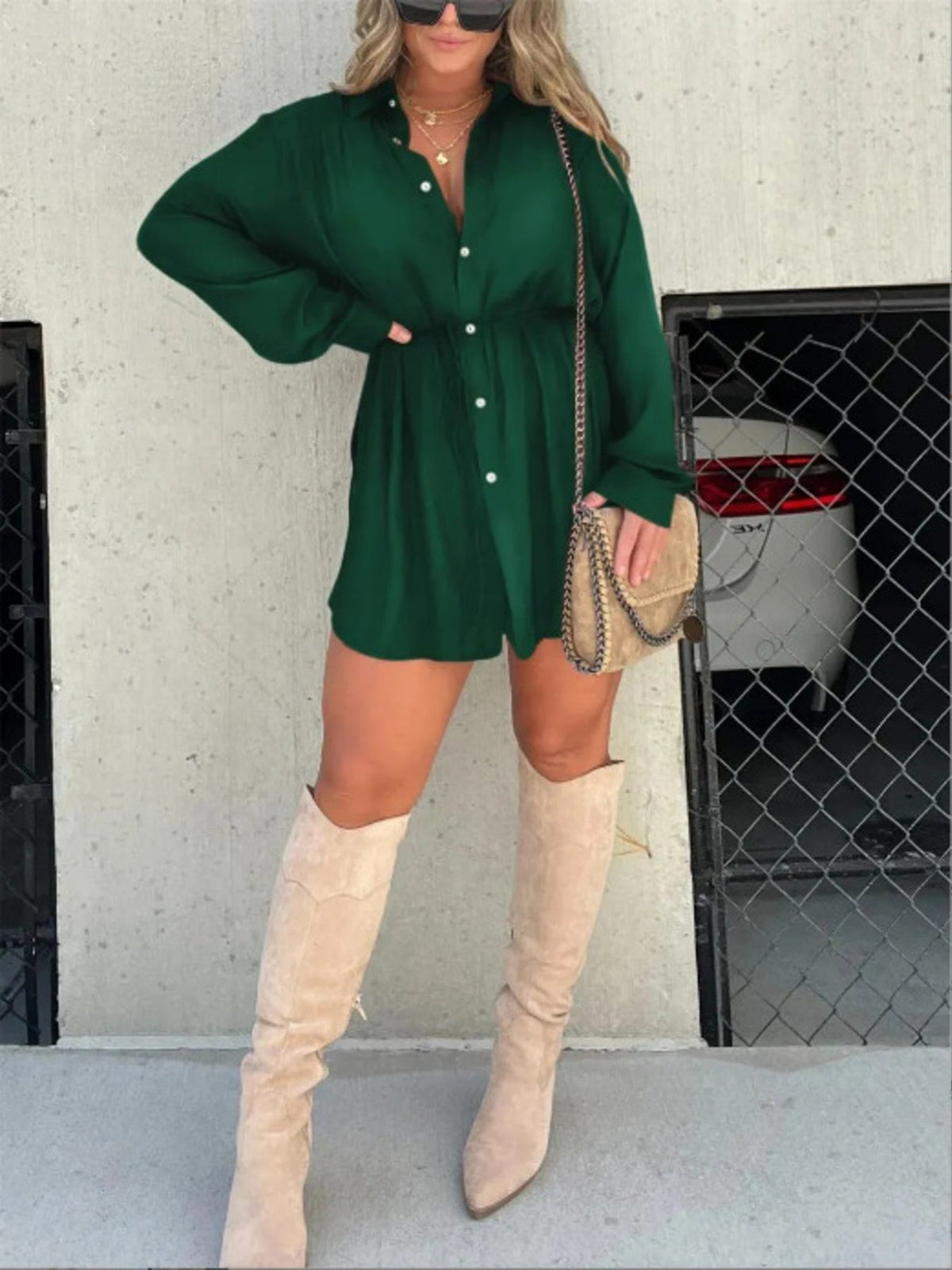 Full Size Button-Down Mini Shirt Dress product image 22