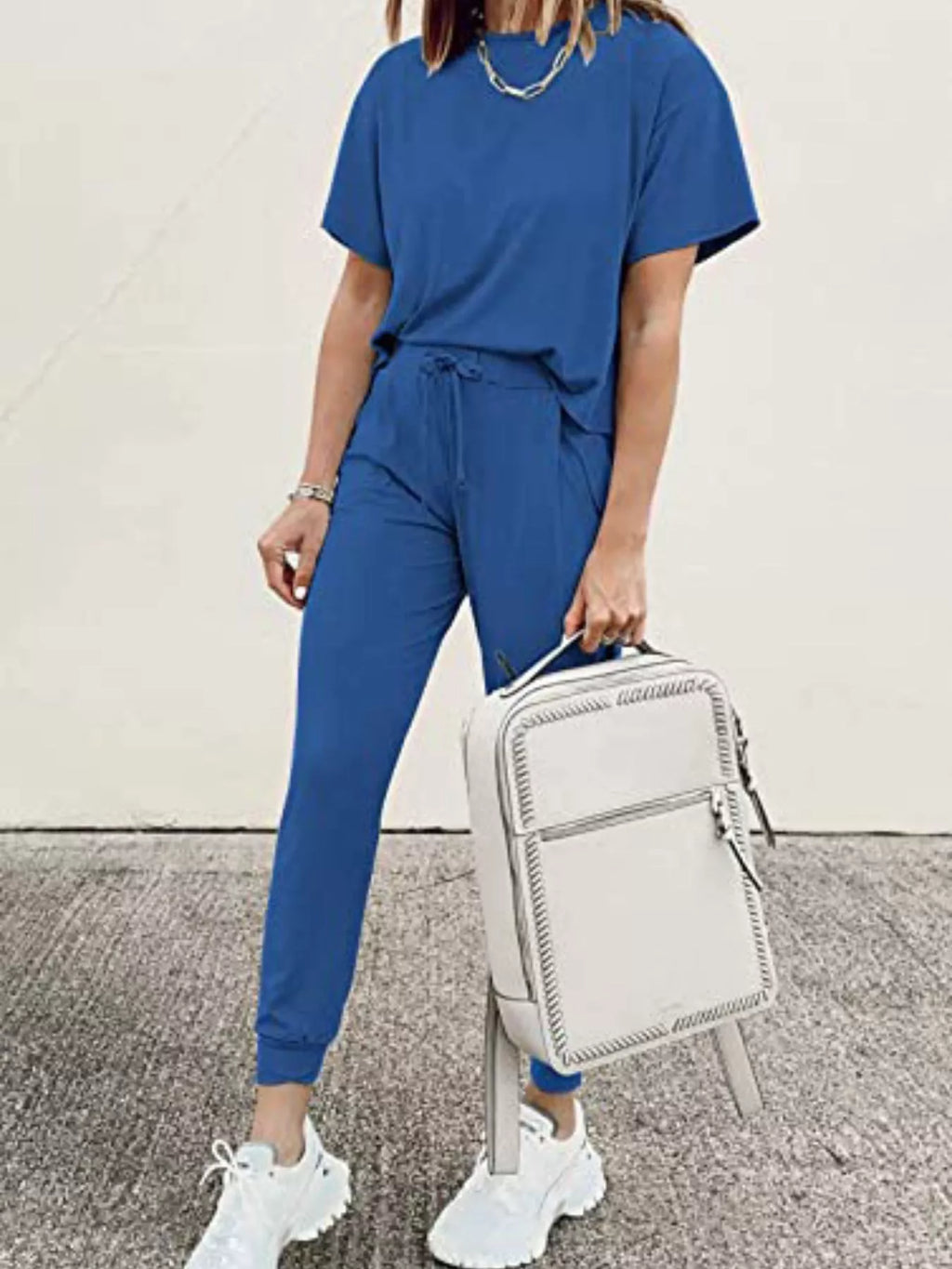 Full Size Round Neck Top and Drawstring Pants Set product image 14