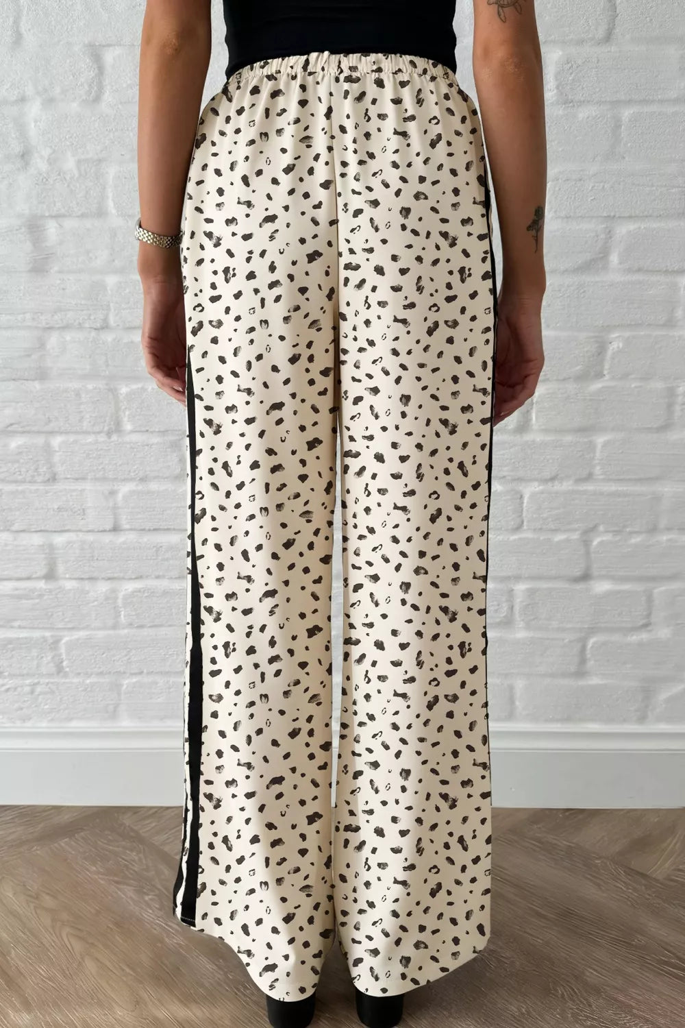 Leopard Print Side Stripe Detail Loose Drawstring Pants product image 2