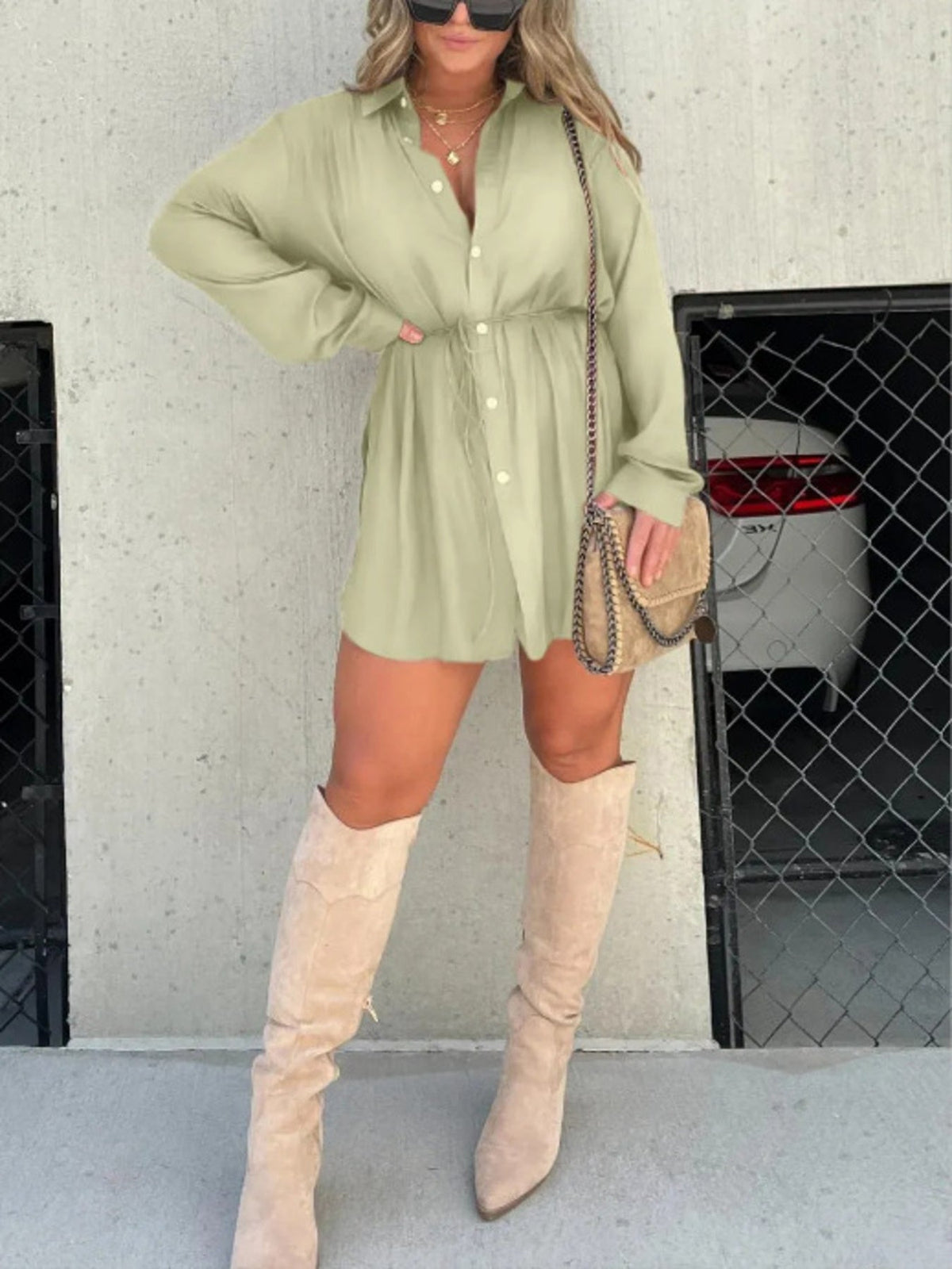Full Size Button-Down Mini Shirt Dress product image 4