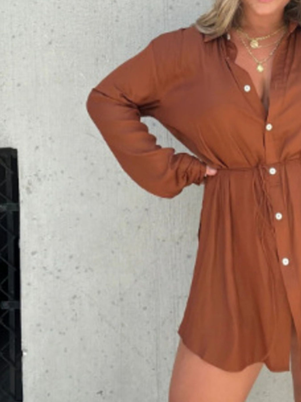 Full Size Button-Down Mini Shirt Dress product image 26
