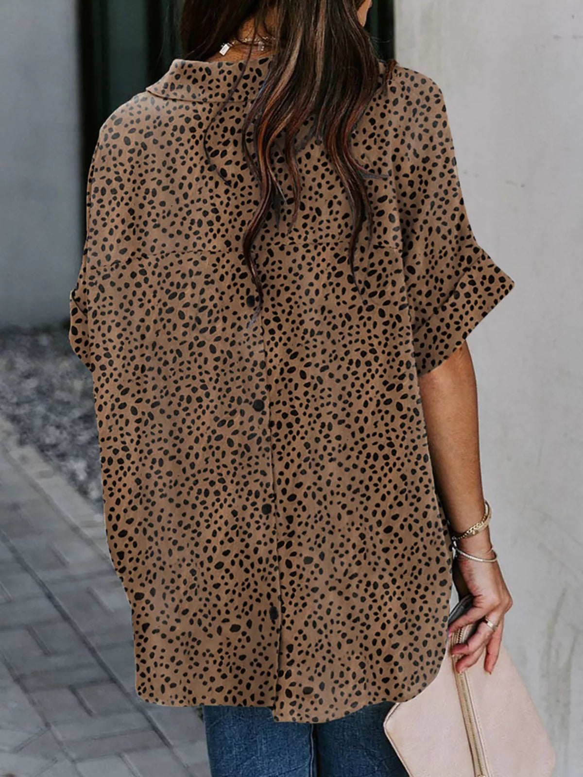 Full Size Collared Neck Half Sleeve Shirt product image 2