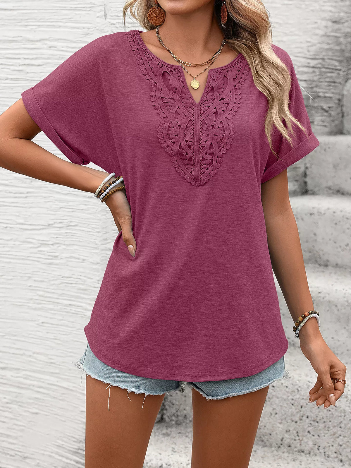 Lace Trim Short Sleeve T-Shirt product image 26