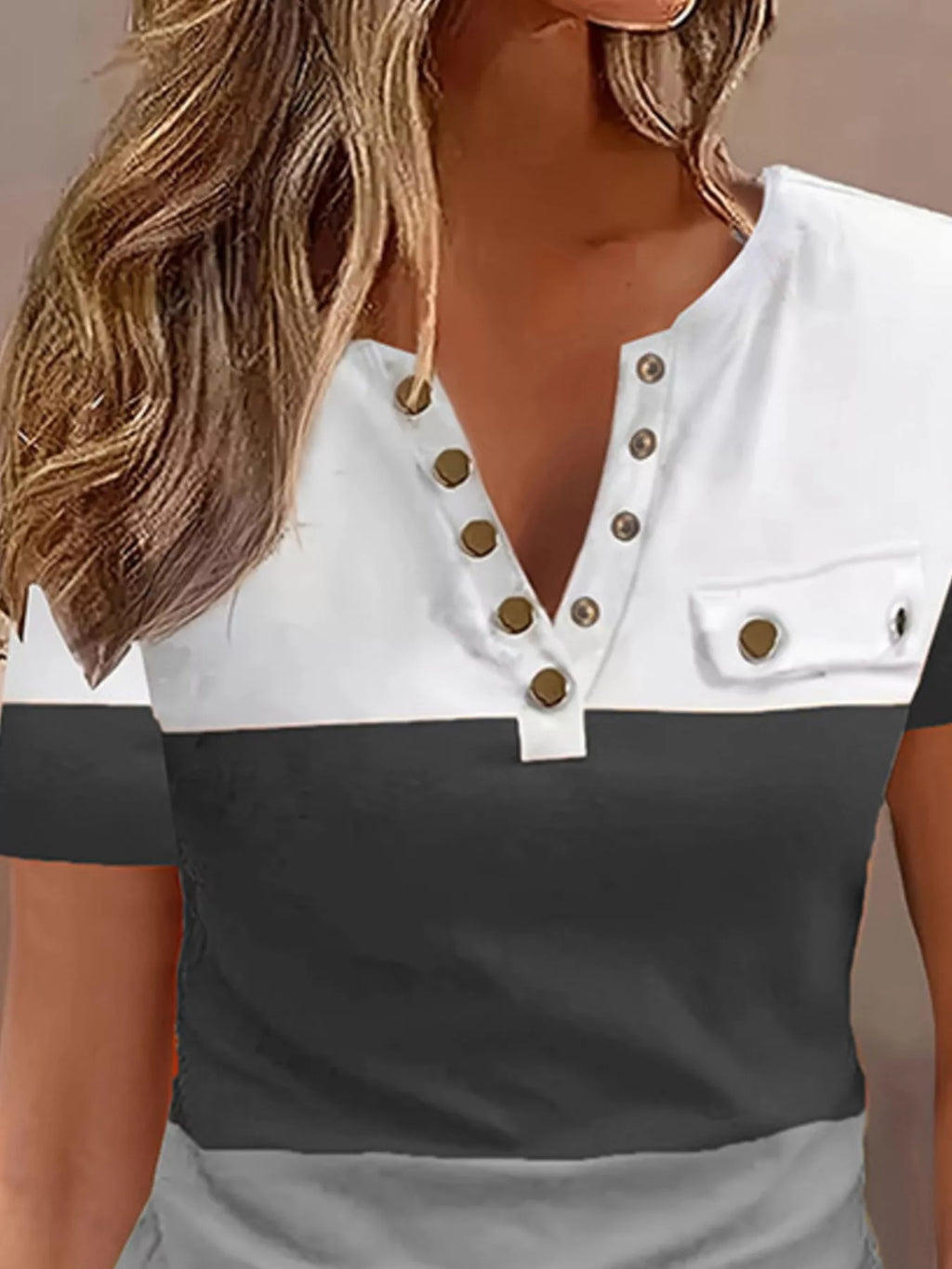 Color Block Short Sleeve Casual T-Shirt product image 5