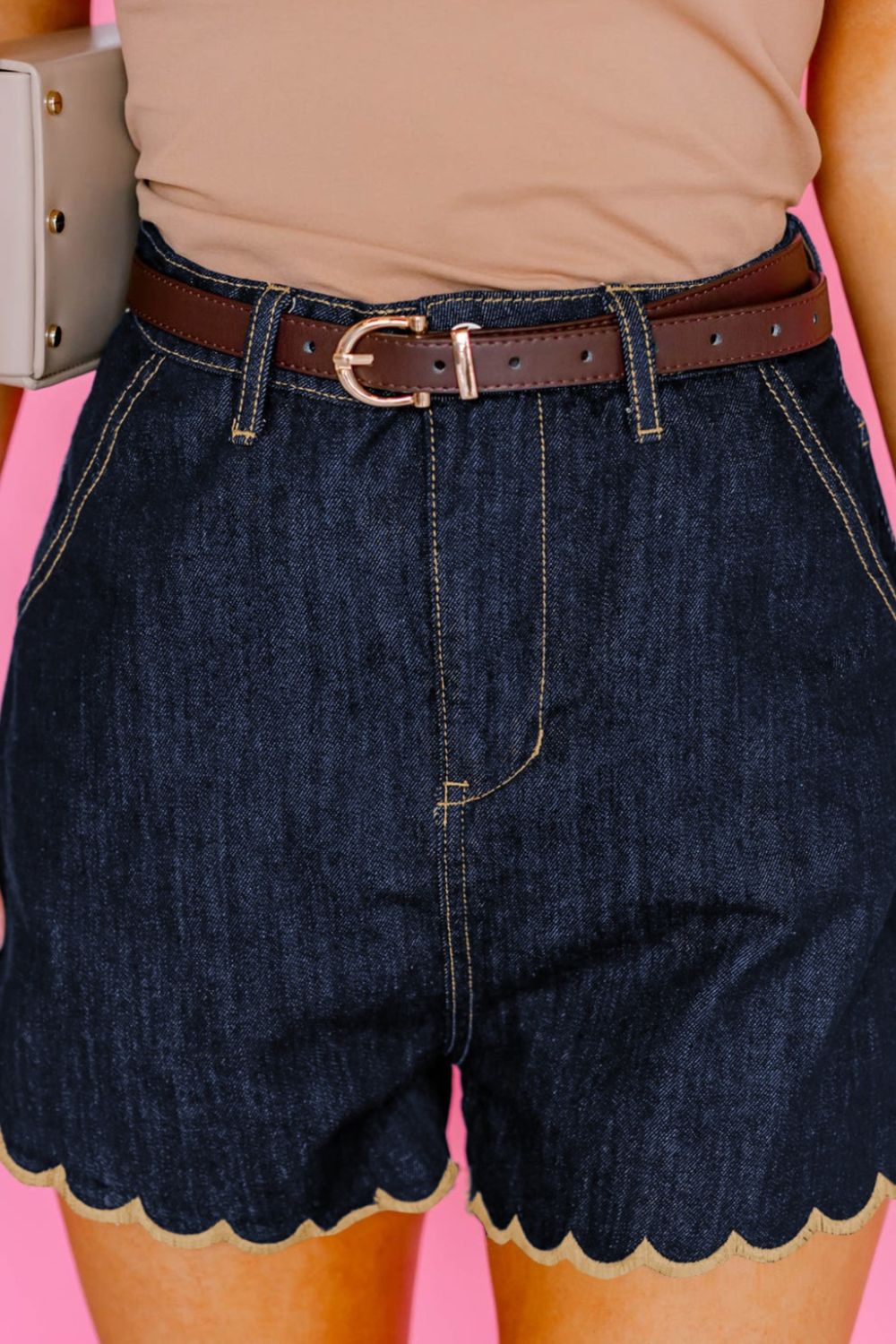 Scalloped Hem Denim Shorts product image 3