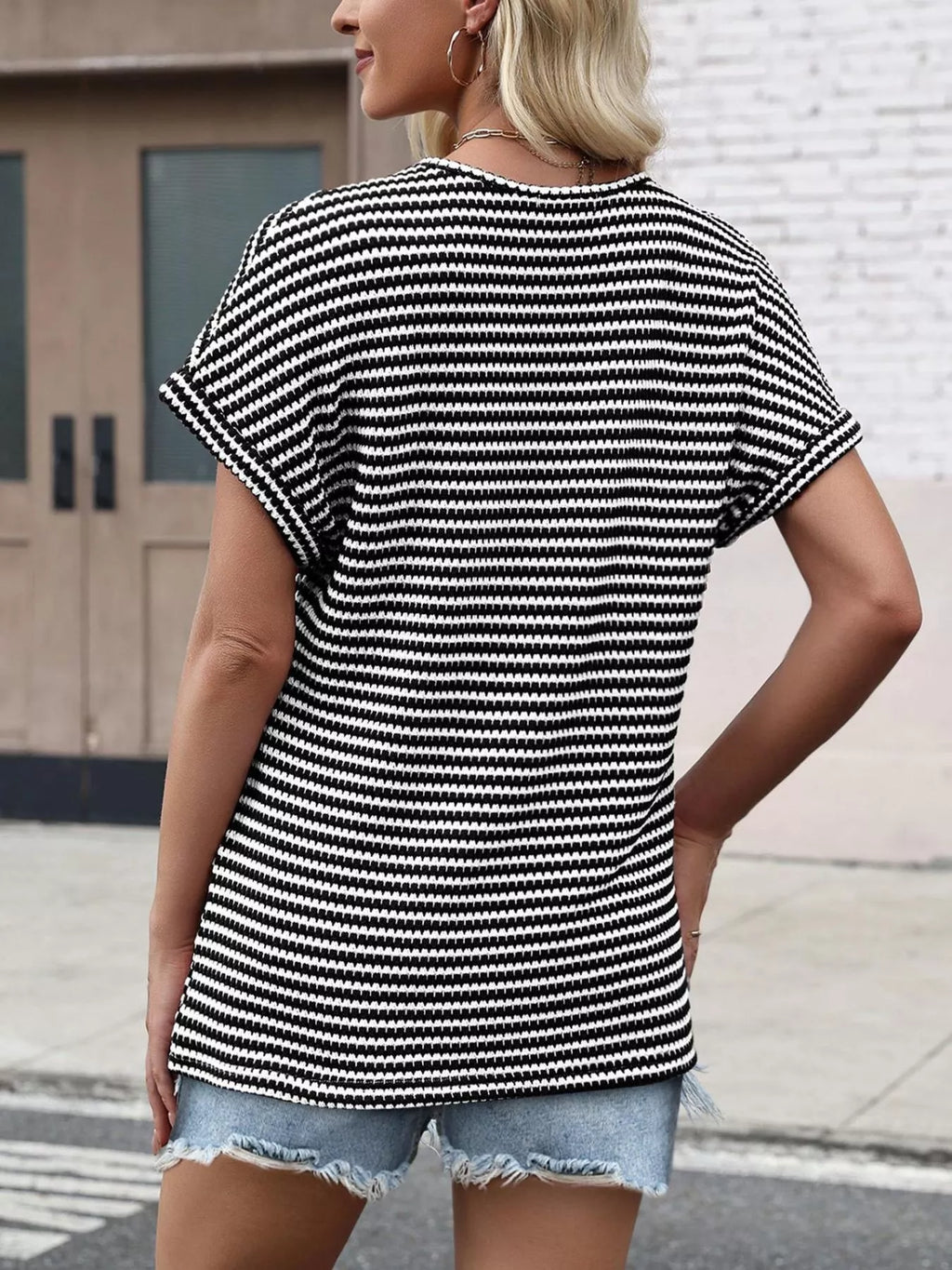 Striped V-Neck Relaxed Fit T-Shirt product image 7