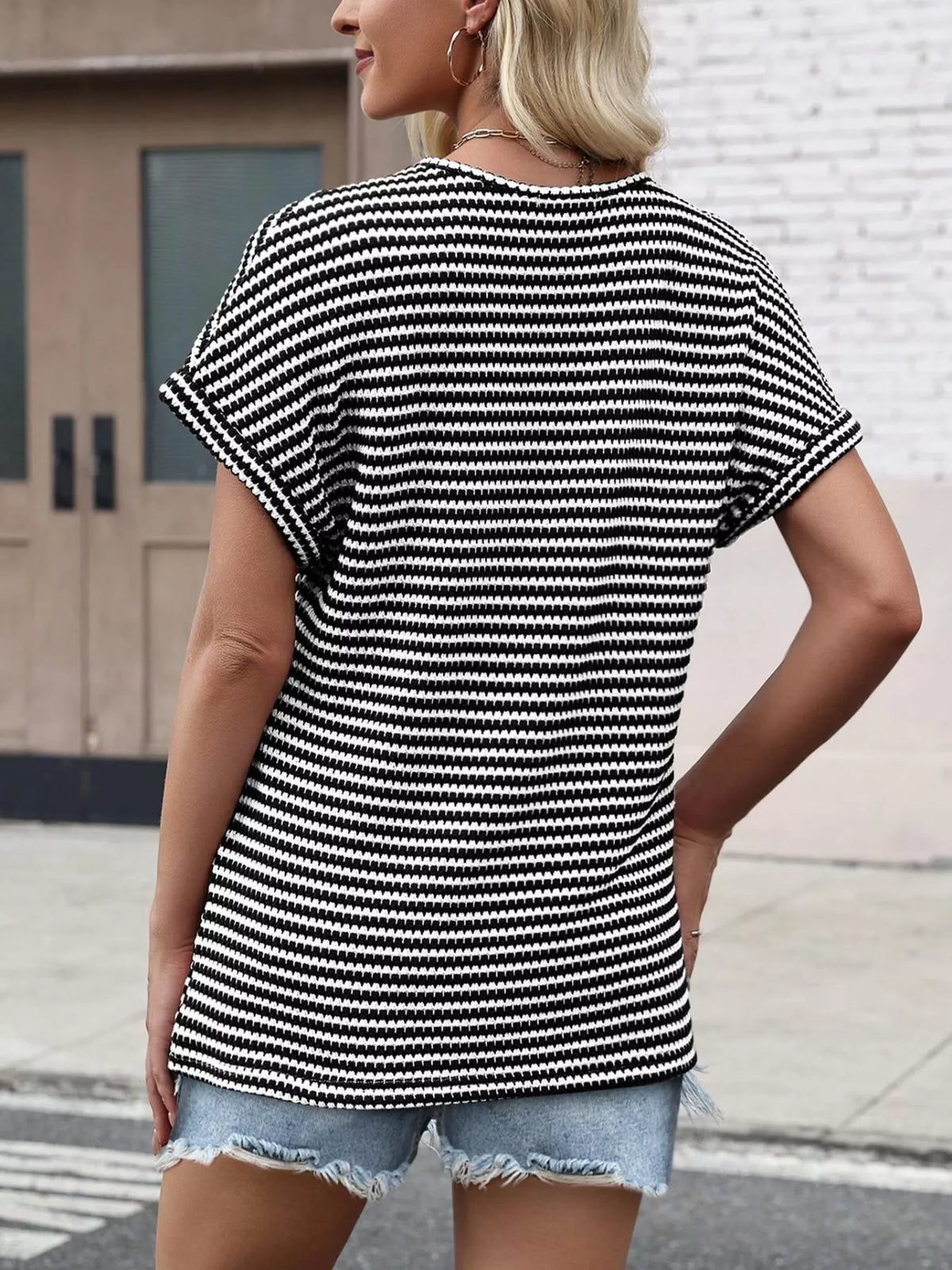Striped V-Neck Relaxed Fit T-Shirt product image 7