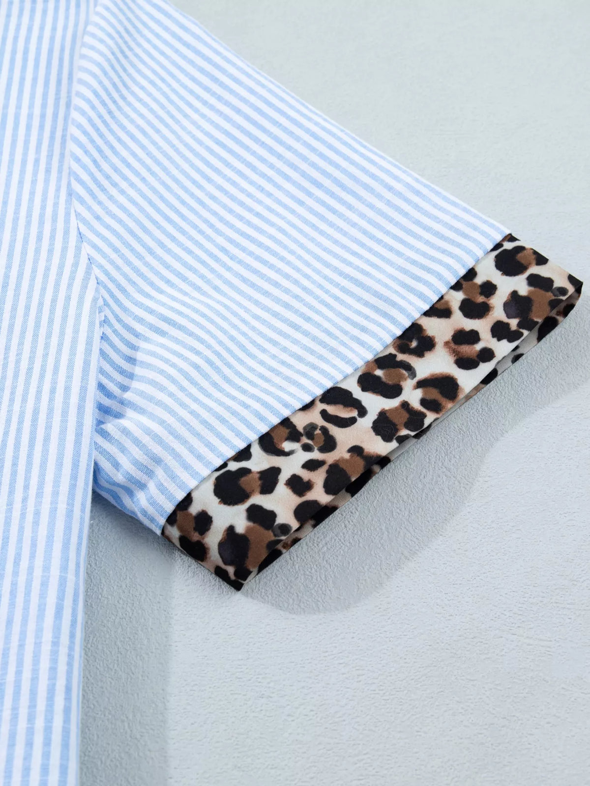 Stripe Leopard Contrast Collar Short Sleeve Shirt product image 9