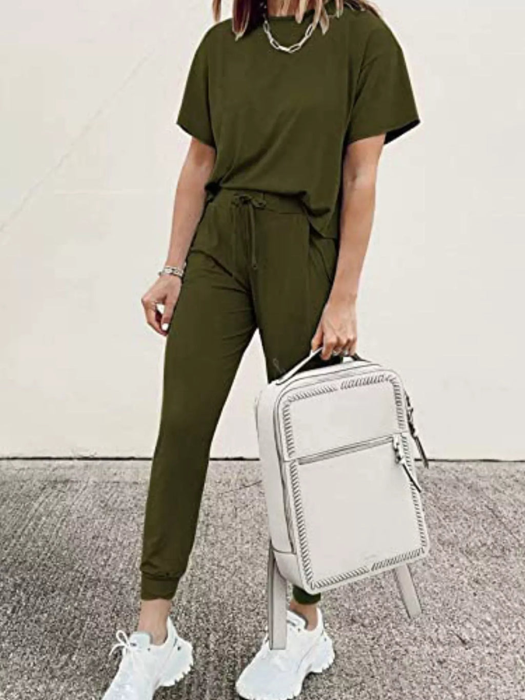 Full Size Round Neck Top and Drawstring Pants Set product image 19