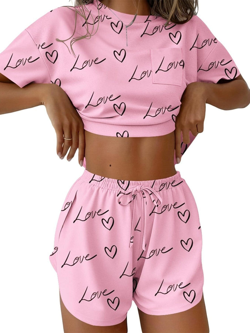 Printed Round Neck Tee and Shorts Set product image 2
