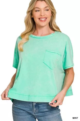 Acid Washed Round Neck Short Sleeve Oversized T-Shirt product image 1