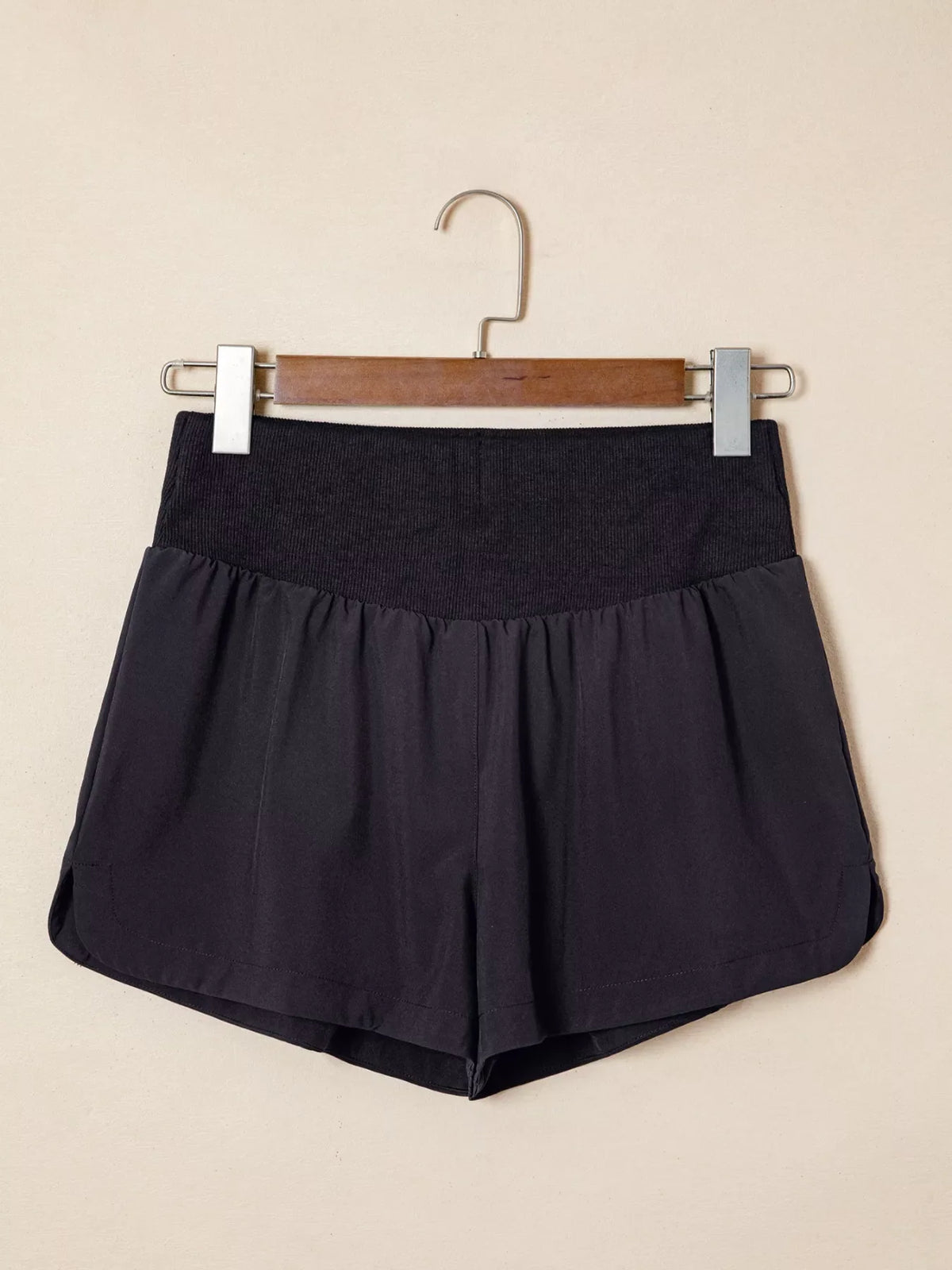 Solid Color Ribbed Patchwork High Waist Athletic Shorts product image 6