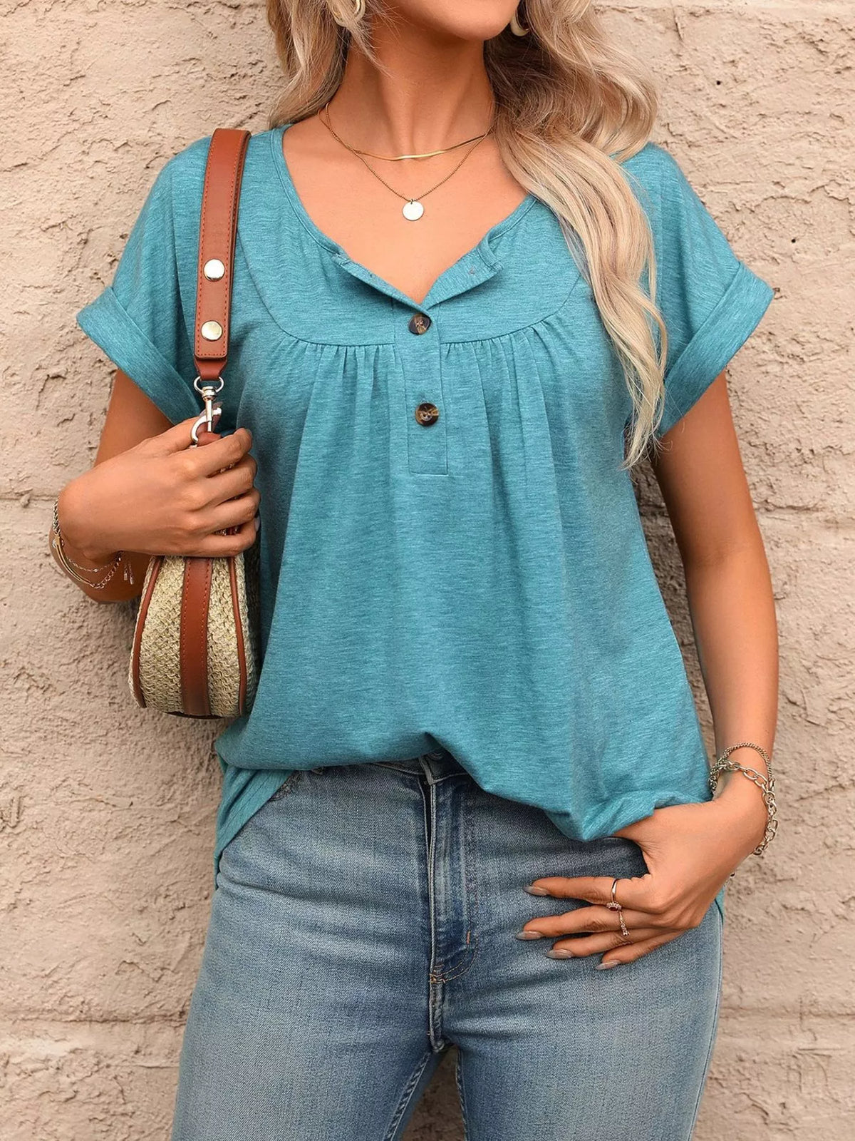Casual Button Detail Henley T-Shirt product image 7