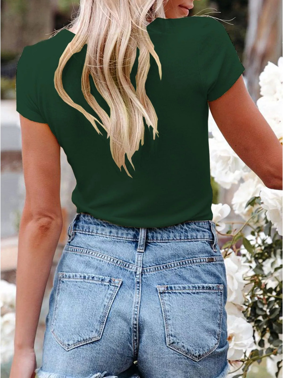 Casual V-Neck Button Detail T-Shirt Plus Size product image 29
