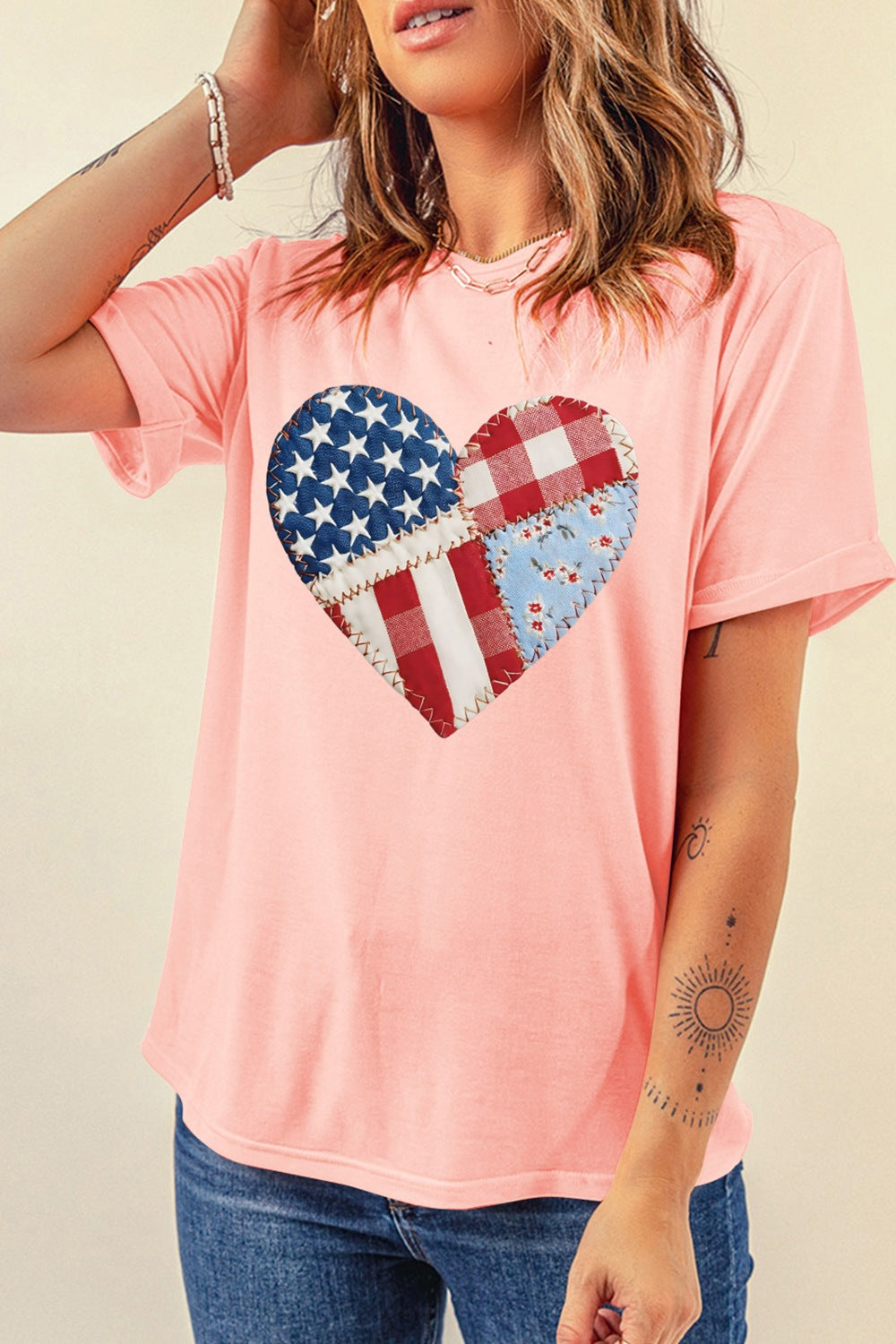 Patriotic Heart Round Neck Tee product image 6
