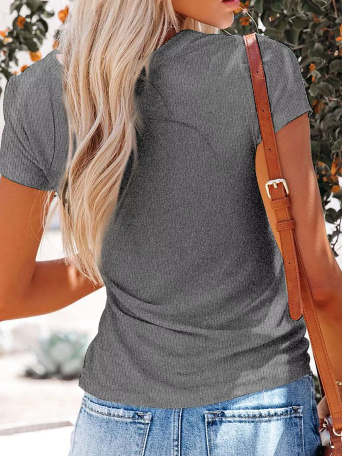 Casual V-Neck Button Detail T-Shirt Plus Size product image 7