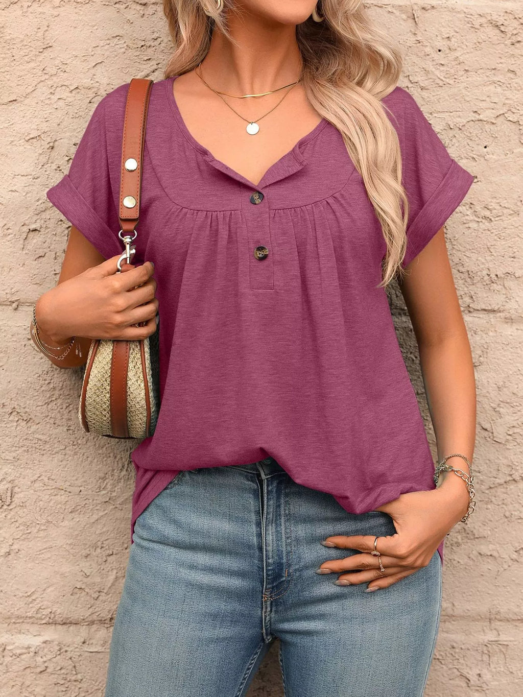 Casual Button Detail Henley T-Shirt product image 29