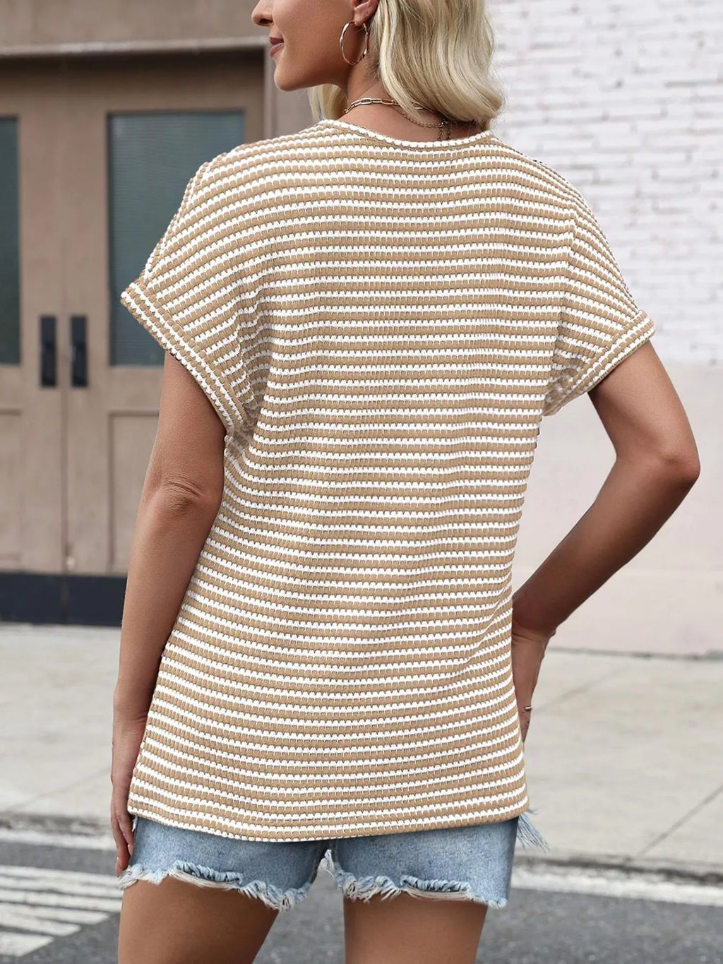 Striped V-Neck Relaxed Fit T-Shirt product image 4