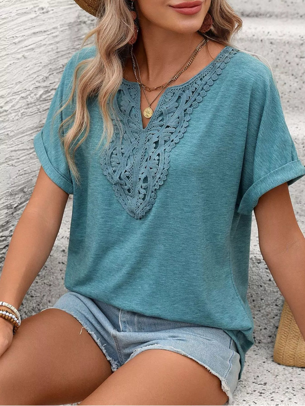 Lace Trim Short Sleeve T-Shirt product image 7
