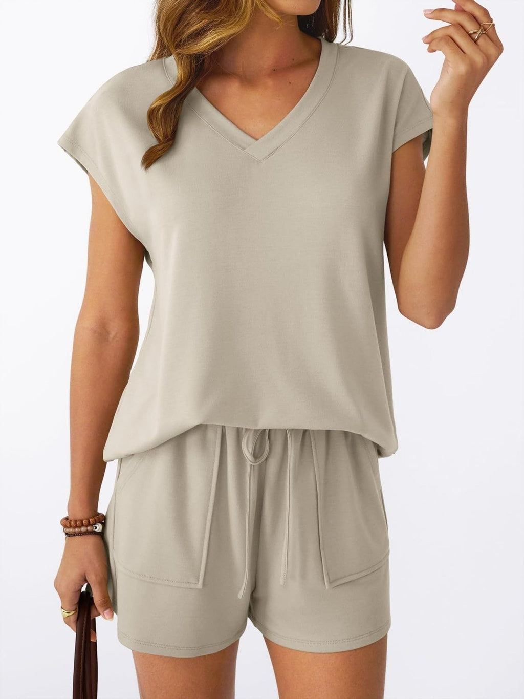 Casual V-Neck T-Shirt and Shorts Set product image 4