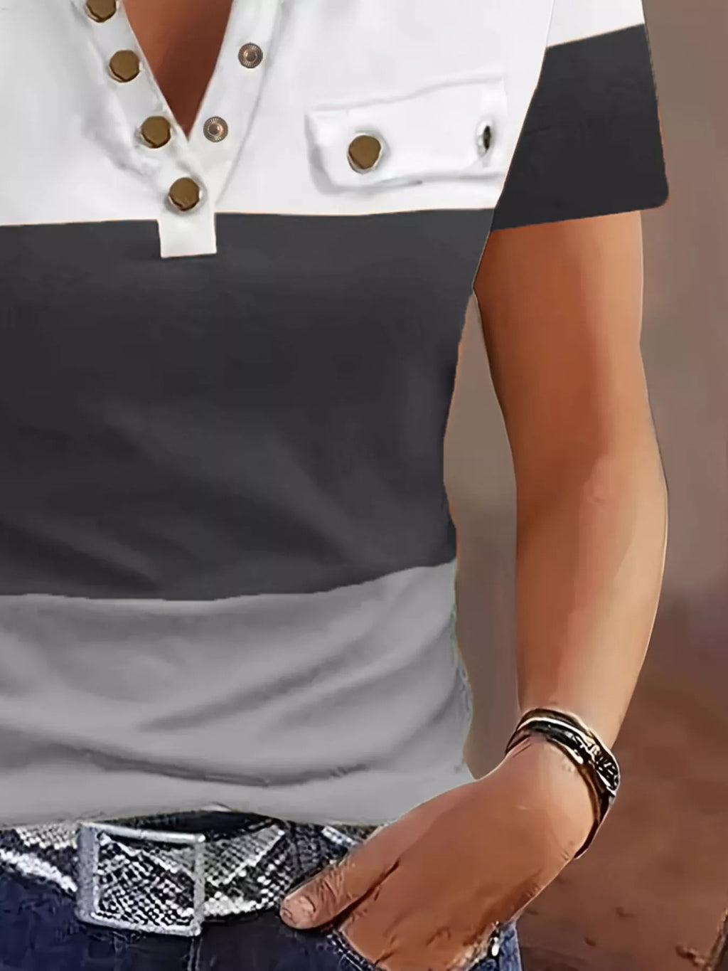 Color Block Short Sleeve Casual T-Shirt product image 6