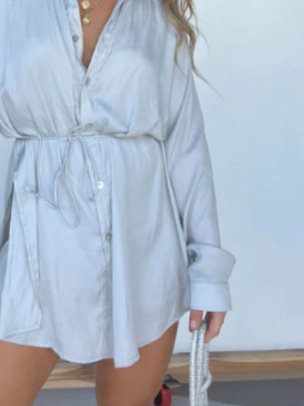 Full Size Button-Down Mini Shirt Dress product image 9