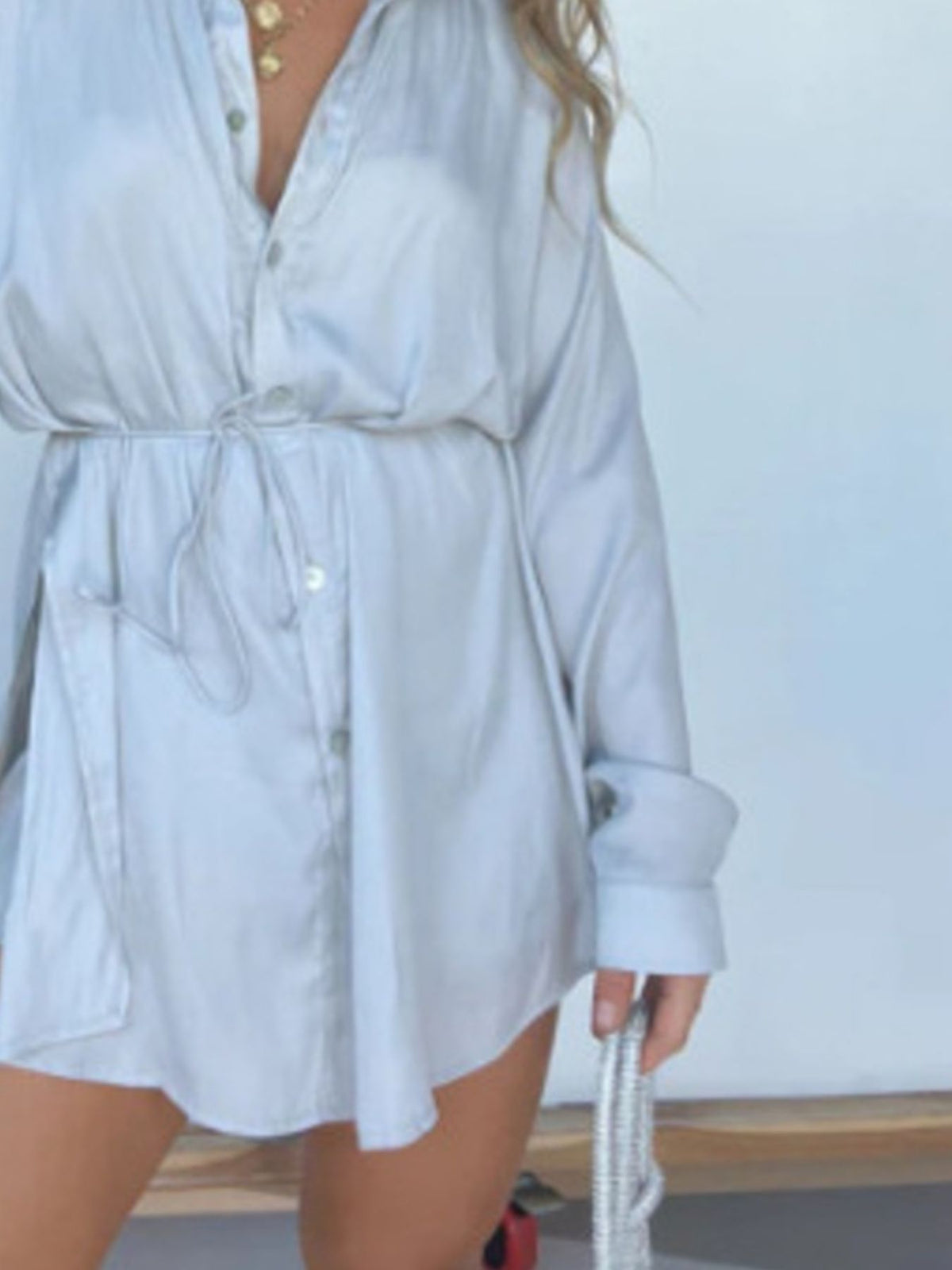 Full Size Button-Down Mini Shirt Dress product image 9